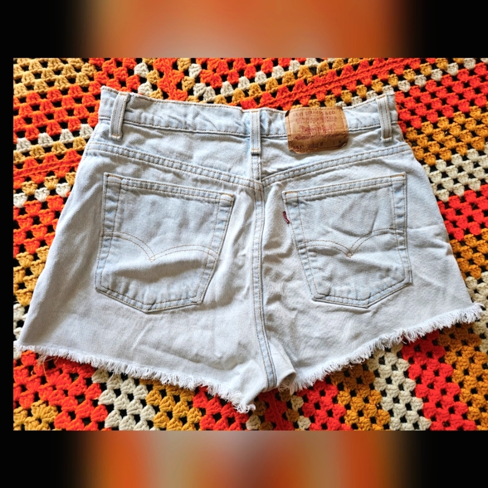 Vintage 90s Levis Light Blue Denim Cutoff Shorts 1990s Y2K